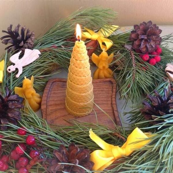 Rolled candles Christmas tree 12cm x 4cm